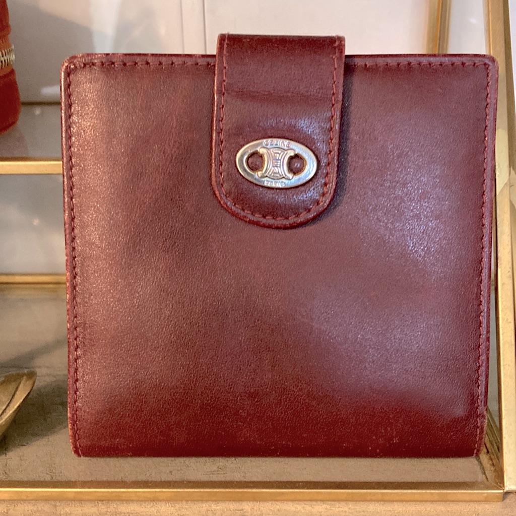 Authentic Celine Vintage Burgundy Leather Bifold